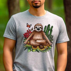 Funny Sloth Shirts, Cute Animal Toddler Shirts, Floral Sloth Graphic Tees, Lazy Animal Shirts, Gifts for Kids, Birthday Gifts for Friends