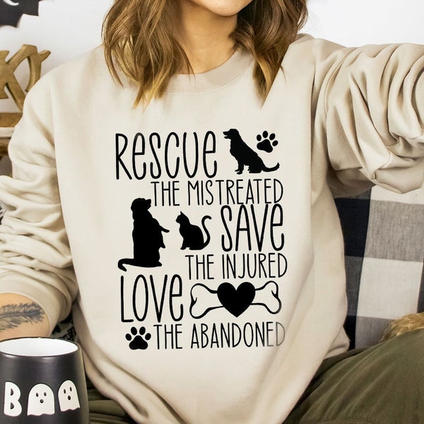 Save Animals Sweatshirt, Animal Rescue Long Sleeve Shirts, Animal Rights Hoodies, Fur Mama Gifts, Funny Pet Clothing, Gift For Dog Mom