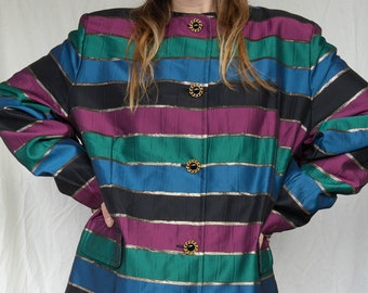 Chaqueta blazer de lúrex a rayas talla XL del año 1980