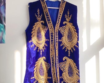 Vintage Indian handmade royal blue waistcoat