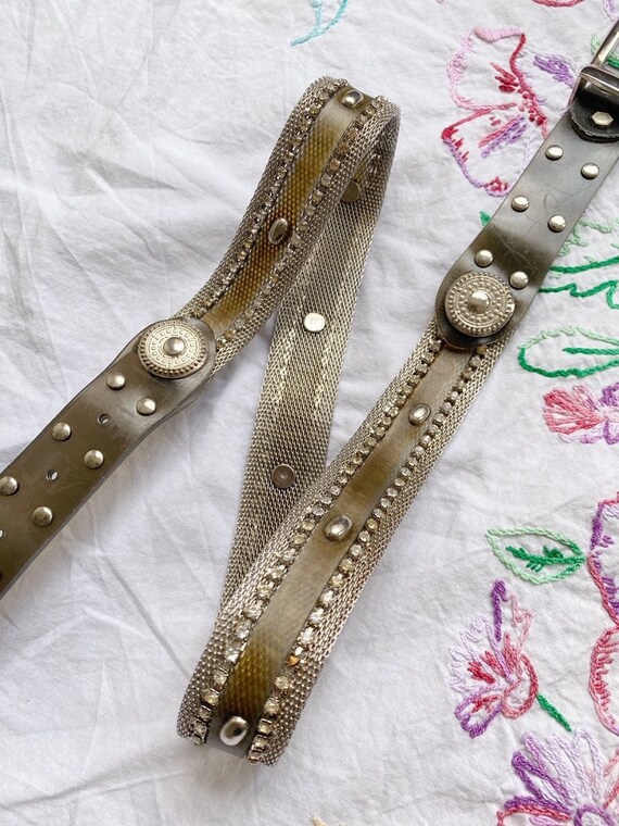 vintage 1980s metal western glitter belt - image 5