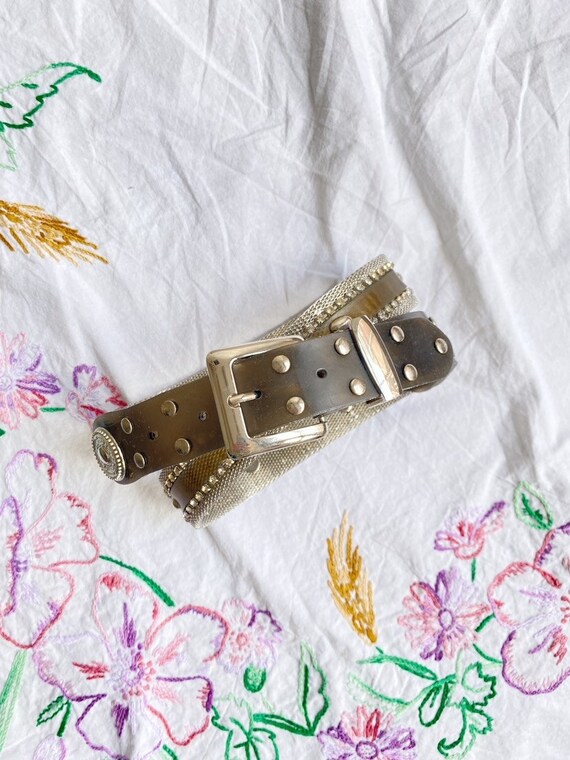 vintage 1980s metal western glitter belt - image 4