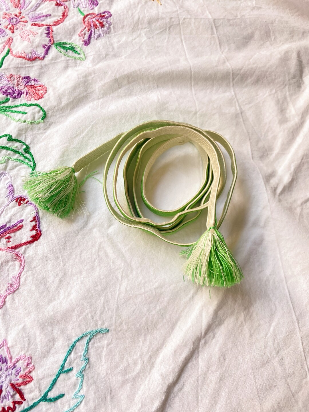 Ubric Damesriem, vintage, Boheemse, handgevlochten riem met kwastjes