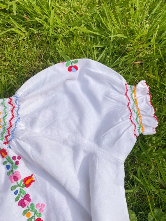 Vintage kids 1970s Hungarian embroidered blouse -… - image 3