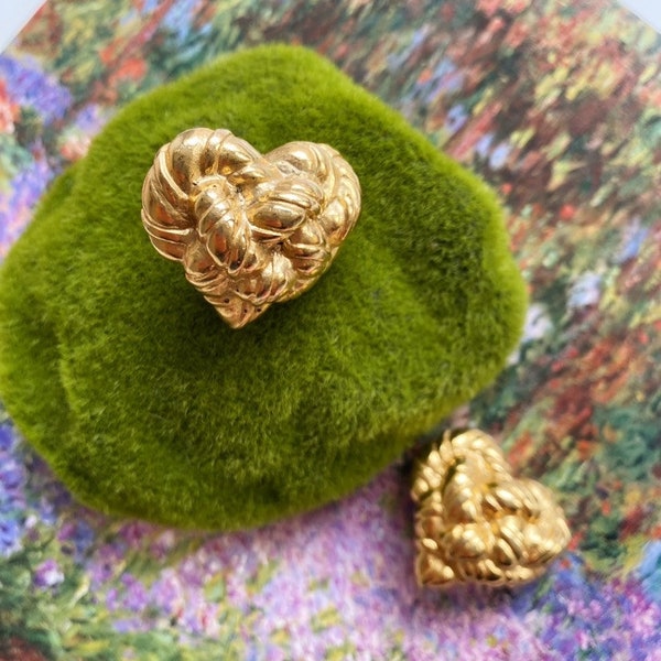 RARE Jacky De G heart clip-on earrings - vintage designer clips golden hearts - excellent condition !