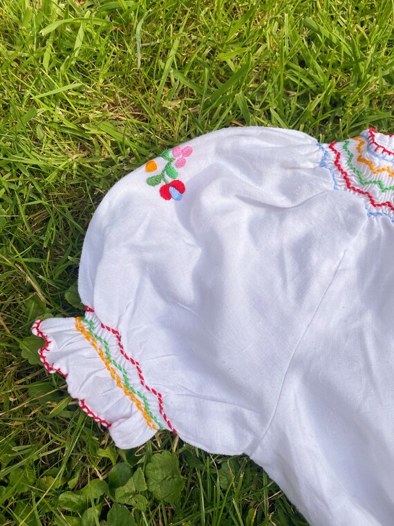 Vintage kids 1970s Hungarian embroidered blouse -… - image 2