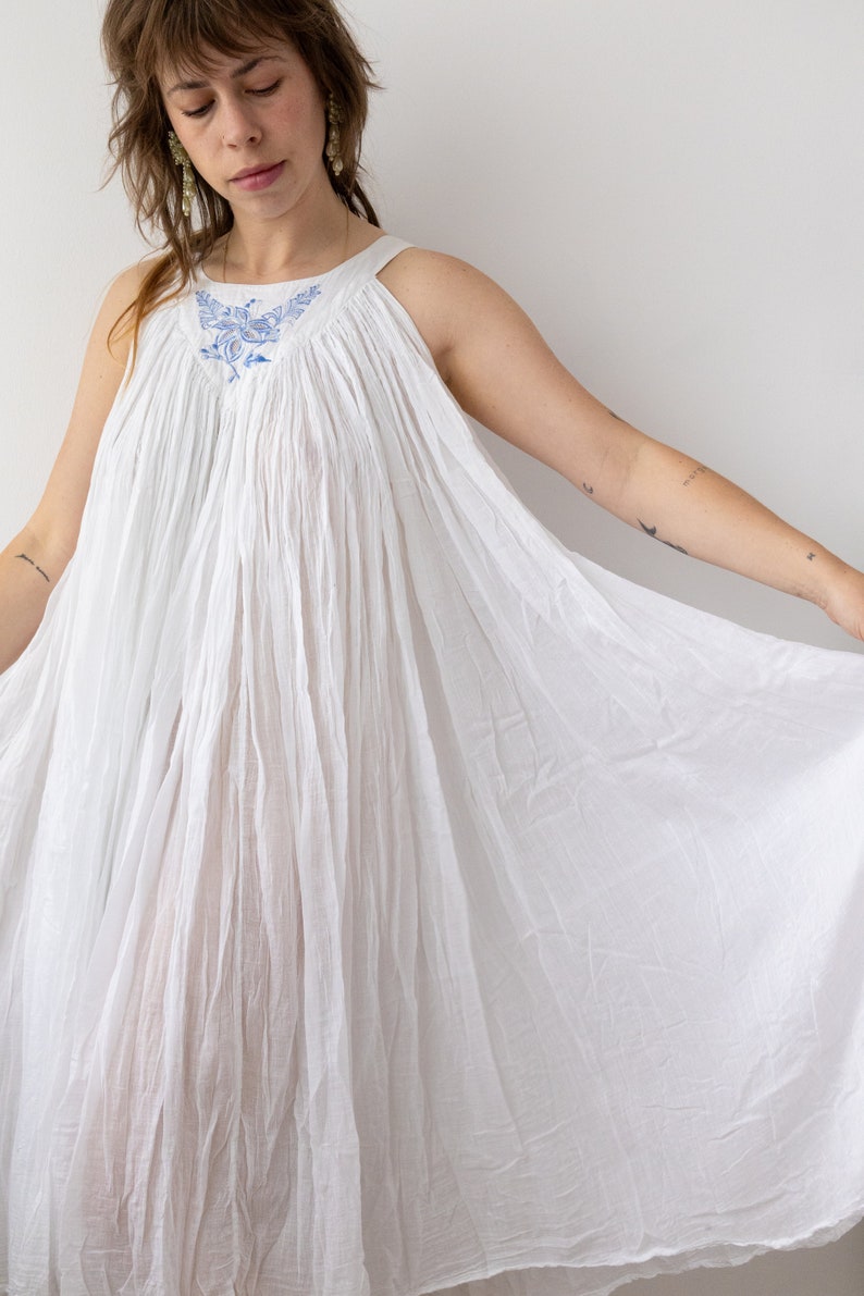1970s Indian Cotton Gauze Dress | S/M