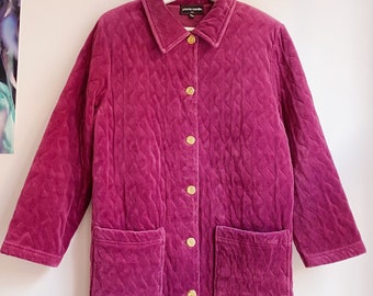 size S Pierre Cardin vintage duster velvet raspberries pink coat