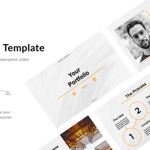 Social Media Portfolio - PowerPoint / Google Slides Portfolio Template -  Design Portfolio - Grey and Orange - portfolio vorlagen
