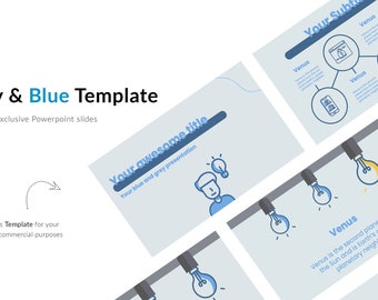 School Lecture Powerpoint Template - Gray and Blue Presentation
