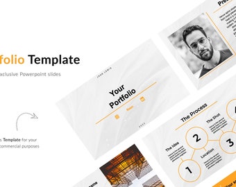 Social Media Portfolio - PowerPoint / Google Slides Portfolio Template -  Design Portfolio - Grey and Orange - portfolio vorlagen