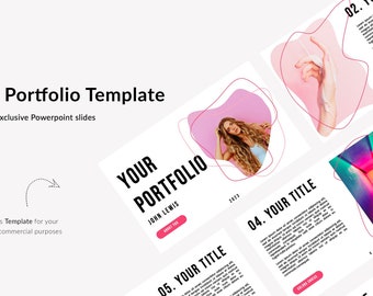 Social Medias Portfolio - Design portfolio - Digital Pink Portfolio - Powerpoint Presentation Template - Pink & White