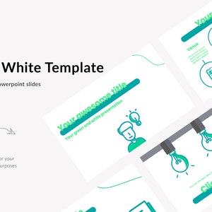 Powerpoint School Presentation Template - Drawing Style - Green and White