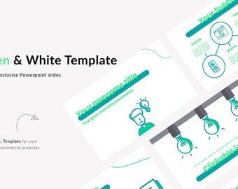 Powerpoint School Presentation Template - Drawing Style - Green and White