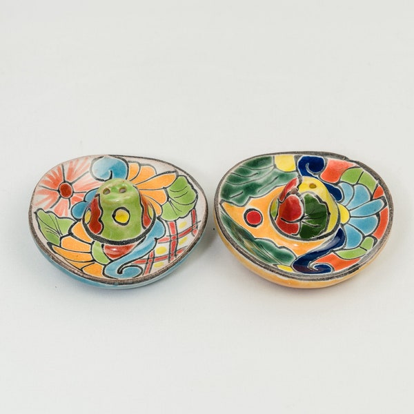 Talavera Sombrero Shaped Salt & Pepper Shaker Set of Two (2) - Kitchen Pottery Decor