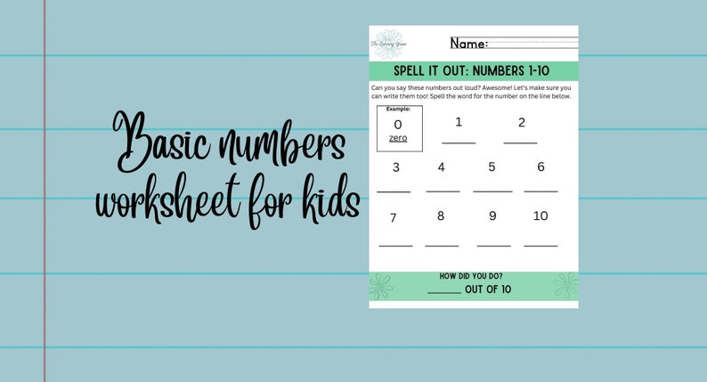 Basic Numbers Start Basic Numbers Worksheet for Young Kids - Etsy