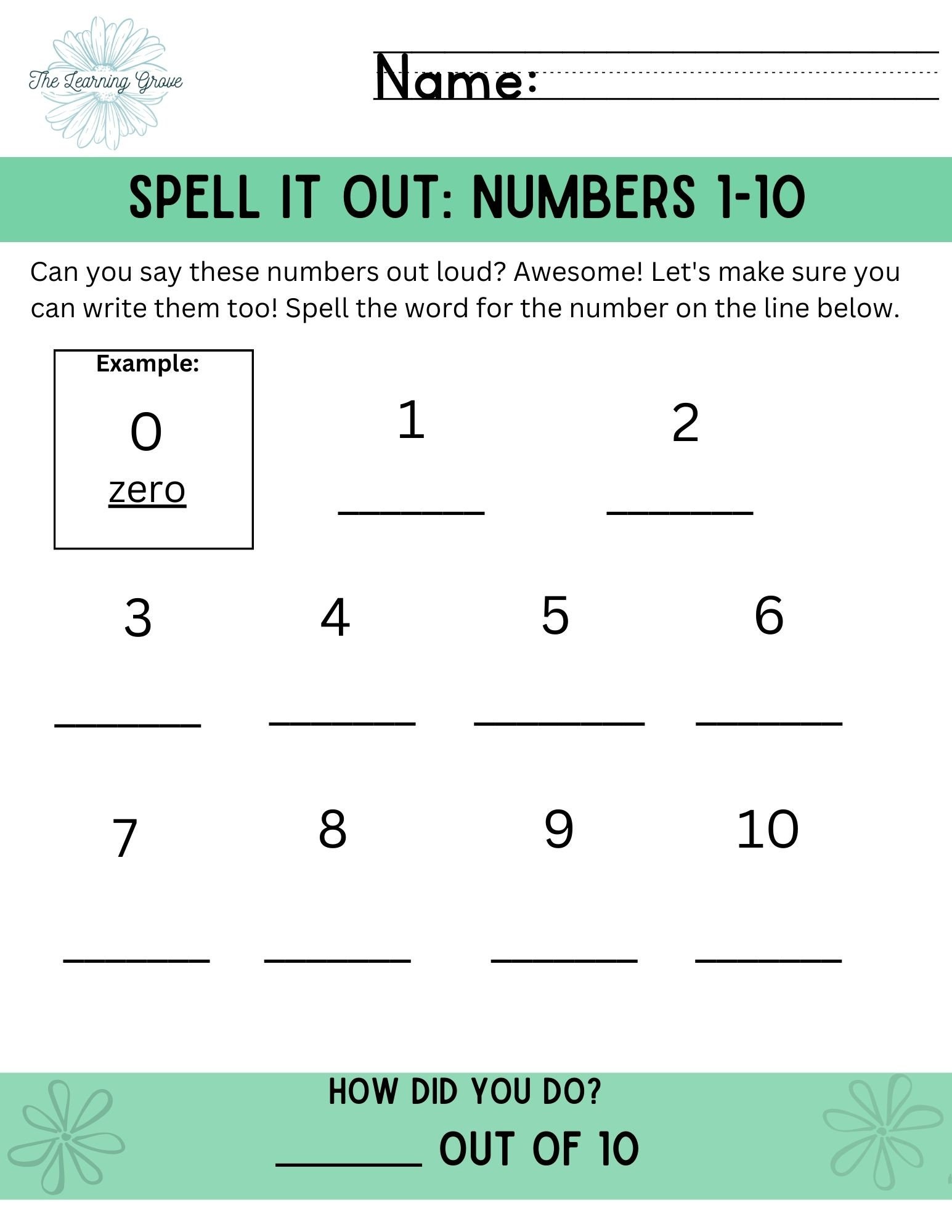 Basic Numbers Worksheet for Young Kids - Etsy