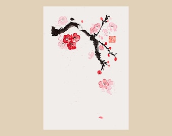 Sakura branch. 26x38 cm | 10.2x14.9"