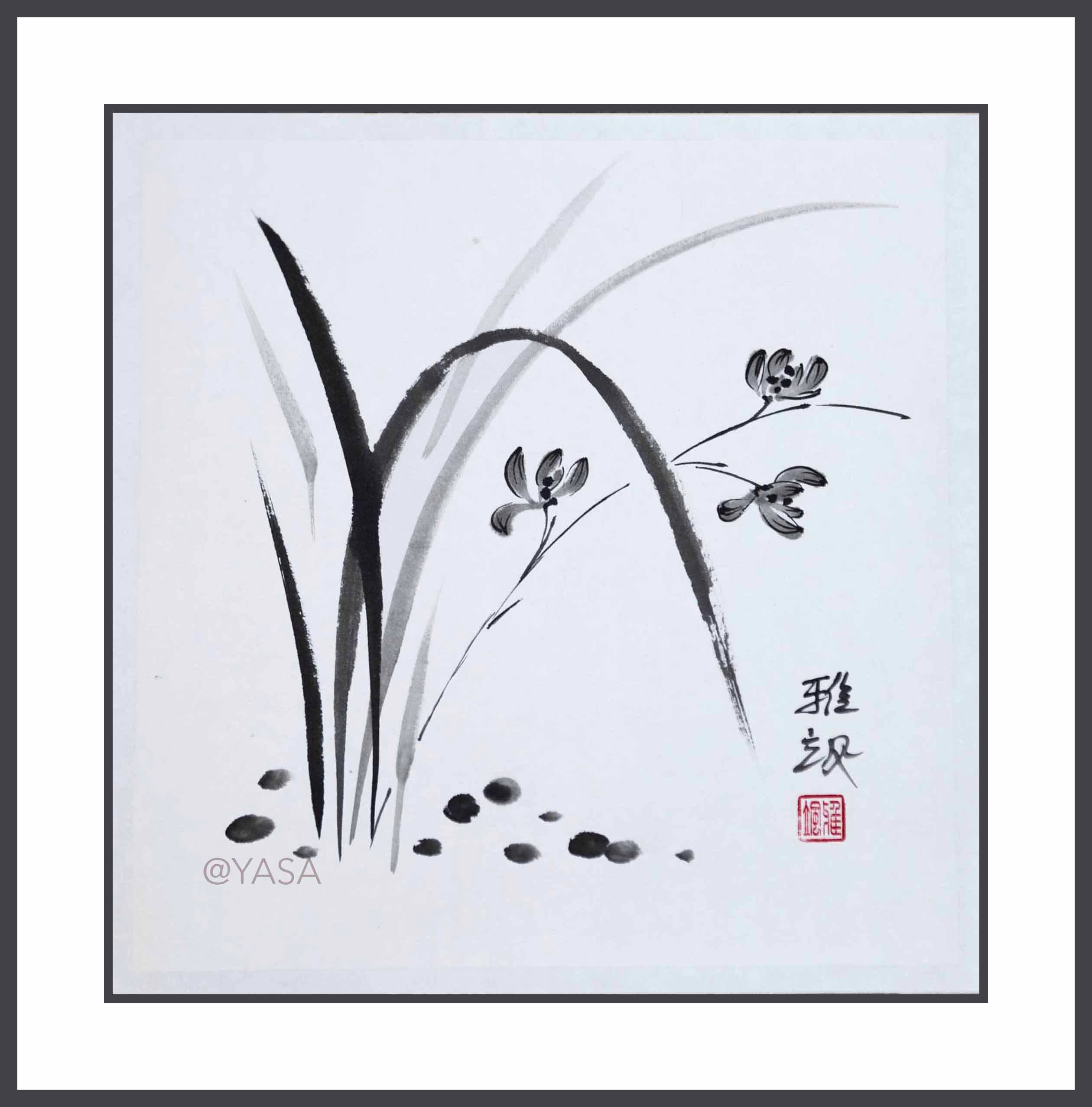 四君子画セット：中国の墨絵、梅、竹、蘭、菊 - Etsy 日本