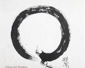Enso Zen Circle: Sumi-e Painting on Mulberry Paper