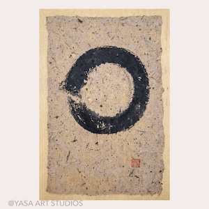 Enso Circle Sumi-e Painting: Japanese Ink Art on Mulberry Paper