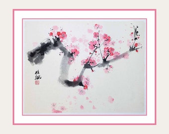 Cherry blossoms branch. 55x46 cm | 24x18.5"