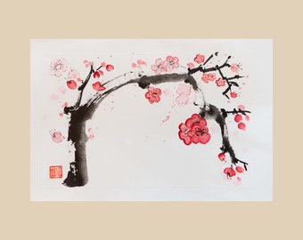 Sakura branch. 25x36.5 cm | 9.8x14.4"