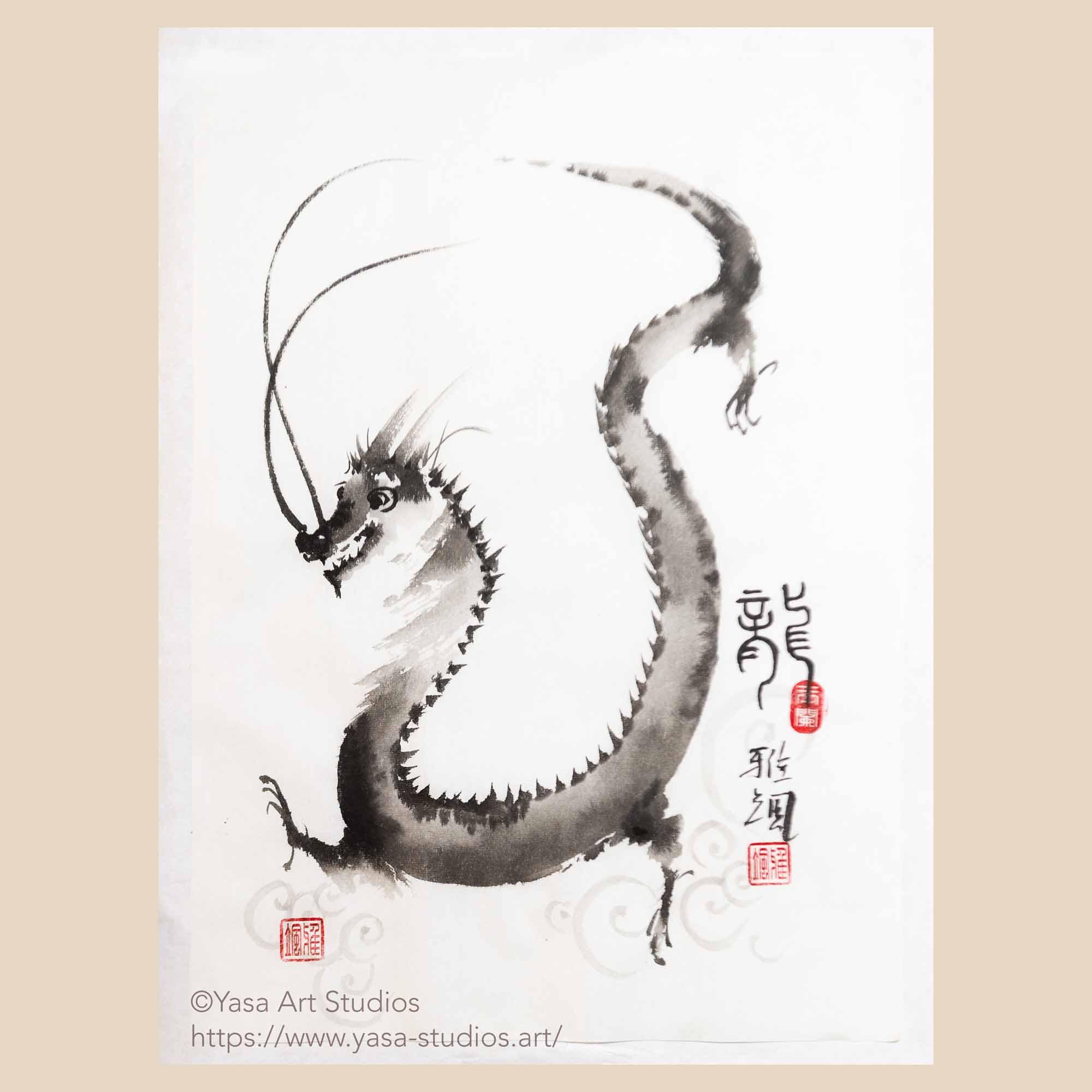 Powerful Dragon - Chinese Zodiac Painting - Ink on Rice Paper