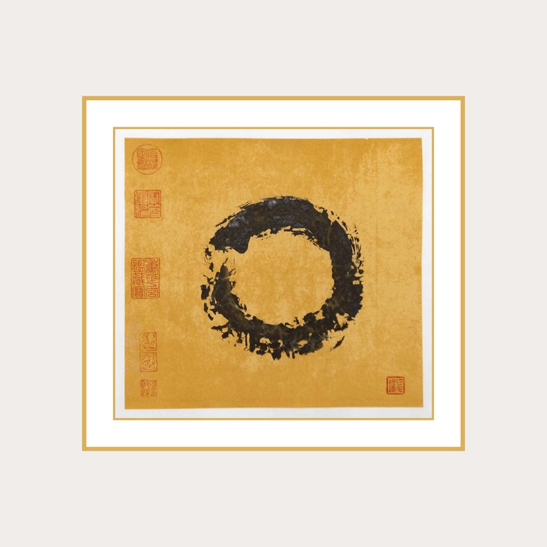 Enso painting framed for demonstration purposes.