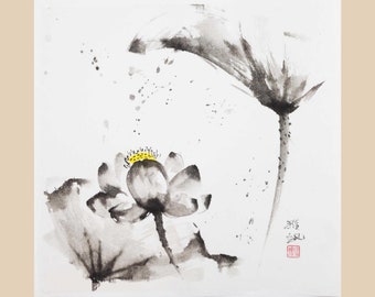 Mountain View Landscape — Original Sumi-e Painting, Zen