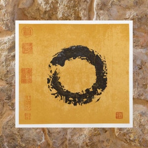 Enso painting on stone background.