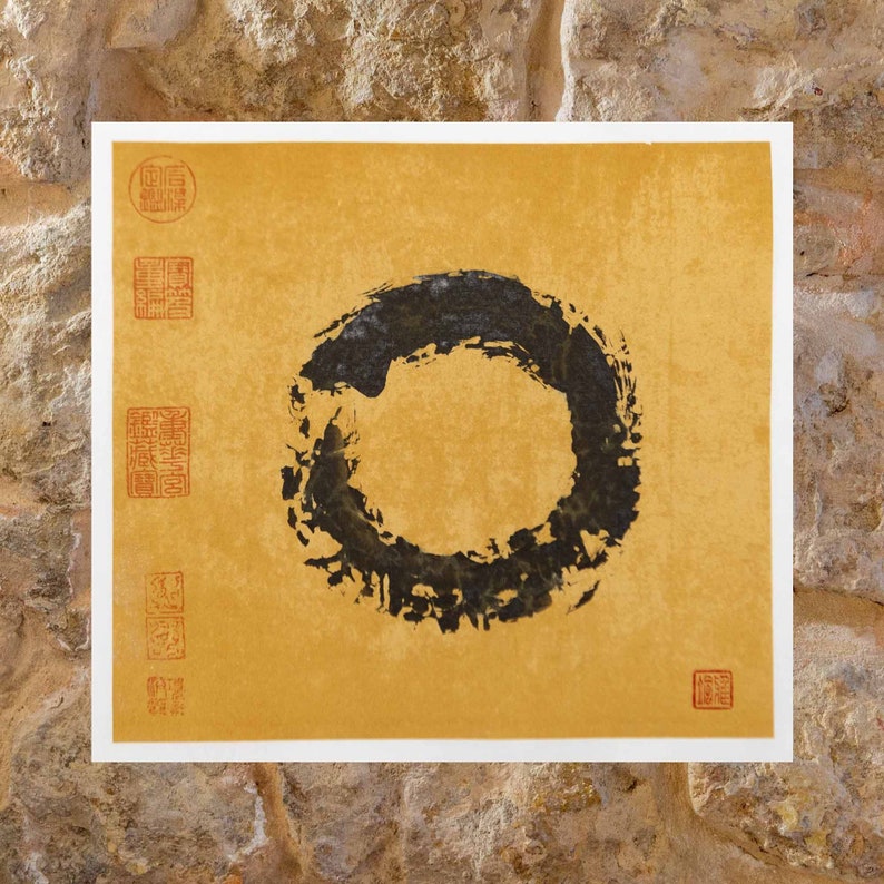Enso painting on stone background.