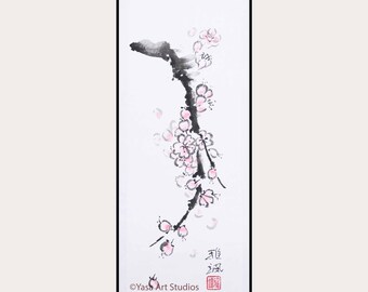 四君子図：オリジナル作品4点セット - 竹、梅、菊、蘭、墨絵 - Etsy 日本