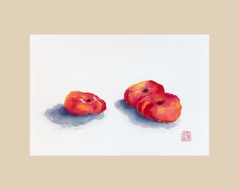 Still life with flat peaches. From 38x26 cm | 14.9x10.2"