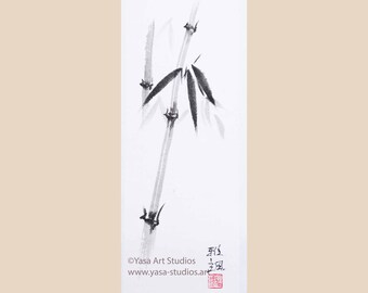 四君子図：オリジナル作品4点セット - 竹、梅、菊、蘭、墨絵 - Etsy 日本