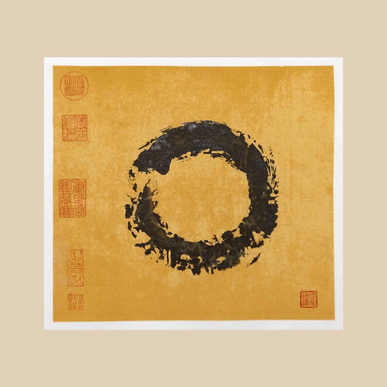Enso painting on beige background.