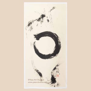 Enso Circle Painting: Ink on Rice Paper, Original Sumi-e Artwork
