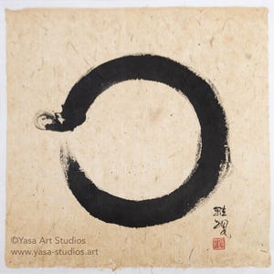 Enso Circle Sumi-e Painting: Japanese Art on Mulberry Paper