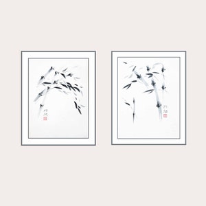水墨画 竹と草 木製フレーム付き 約60cm x 30cm sddefault.jpg