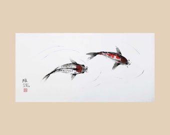 王泉先生 鯉 日本画 真筆証明書付き