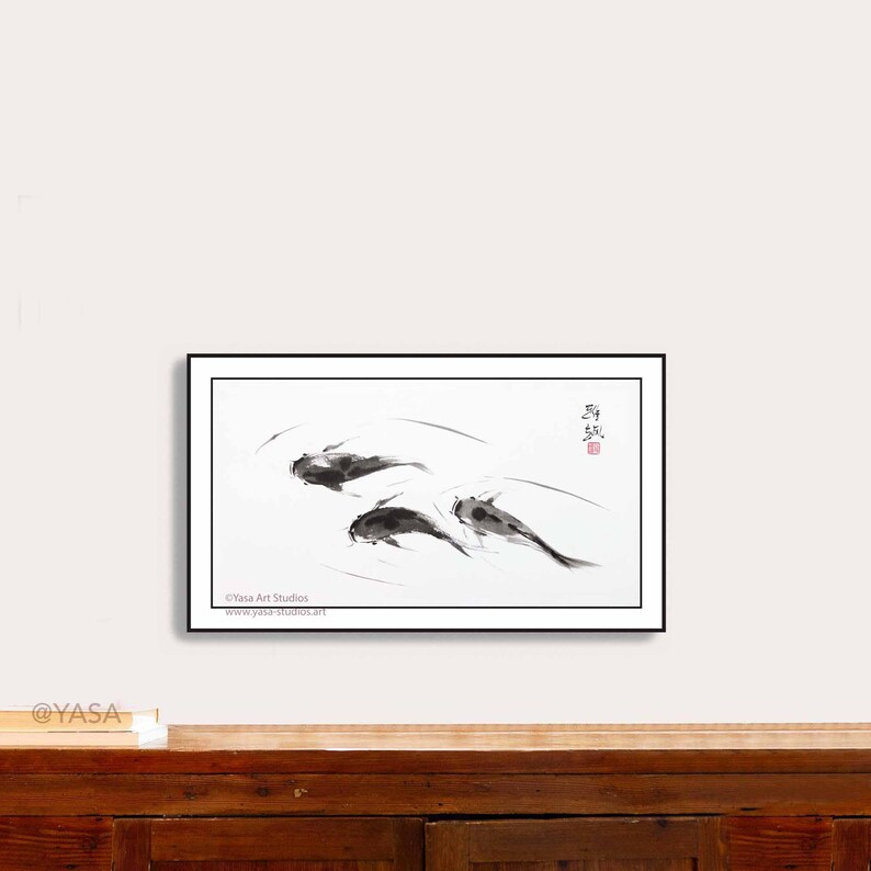 Wsumi Rice Fish Koi Fish Sumi-e: Ink on Rice Paper, Original Painting - Etsy