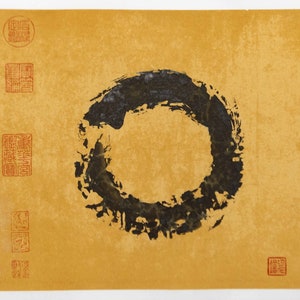 Small enso painting. Dimensions 36 by 32.5 cm or 14 by 12.7 inches.