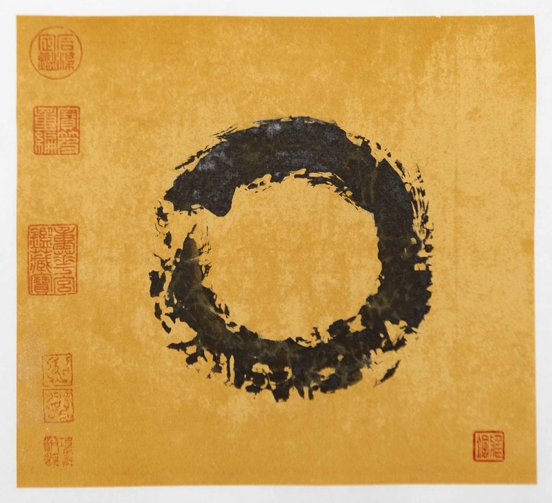 Small enso painting. Dimensions 36 by 32.5 cm or 14 by 12.7 inches.
