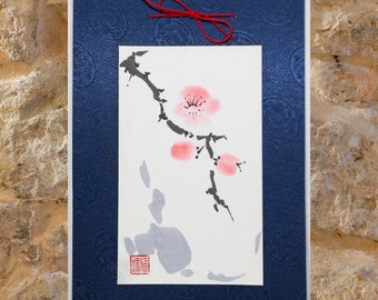 Cherry blossoms silk card. 25x33.5 cm | 9.8x13"