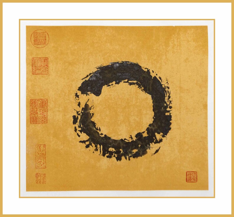 Enso painting framed for demonstration purposes.