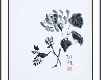 四君子画セット：中国の墨絵、梅、竹、蘭、菊 - Etsy 日本