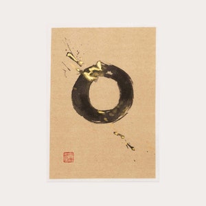 Original Enso Circle Painting: Japanese Sumi-e Art on Rice Paper
