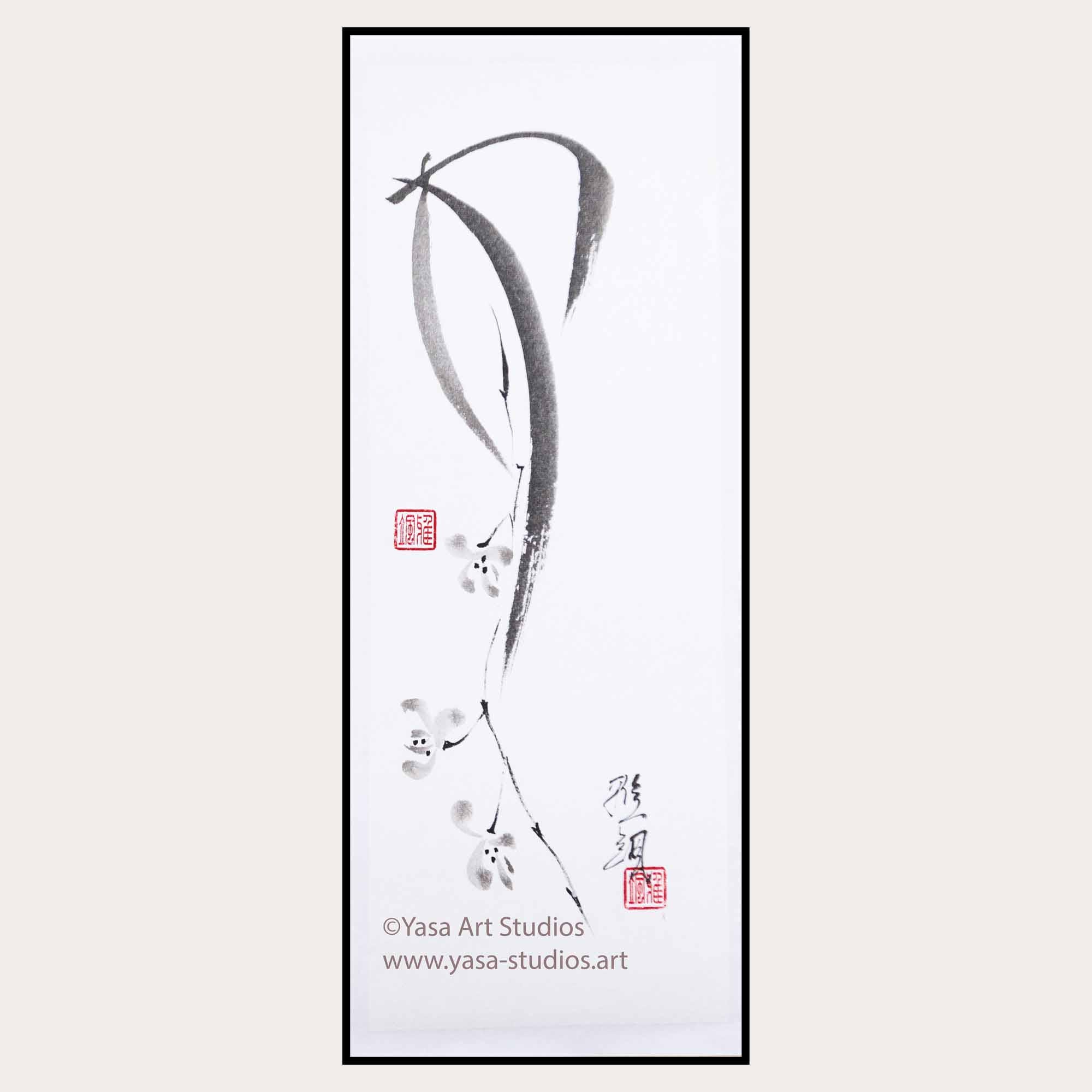 四君子図：オリジナル作品4点セット - 竹、梅、菊、蘭、墨絵 - Etsy 日本