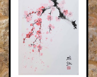 Cherry blossom branch. 38x49 cm | 15x19"