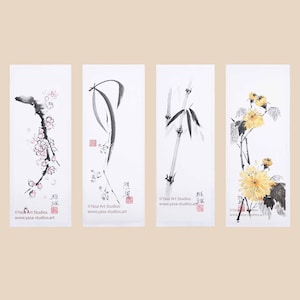 四君子図：中国の墨絵芸術 - 梅、蘭、竹、菊 - Etsy 日本